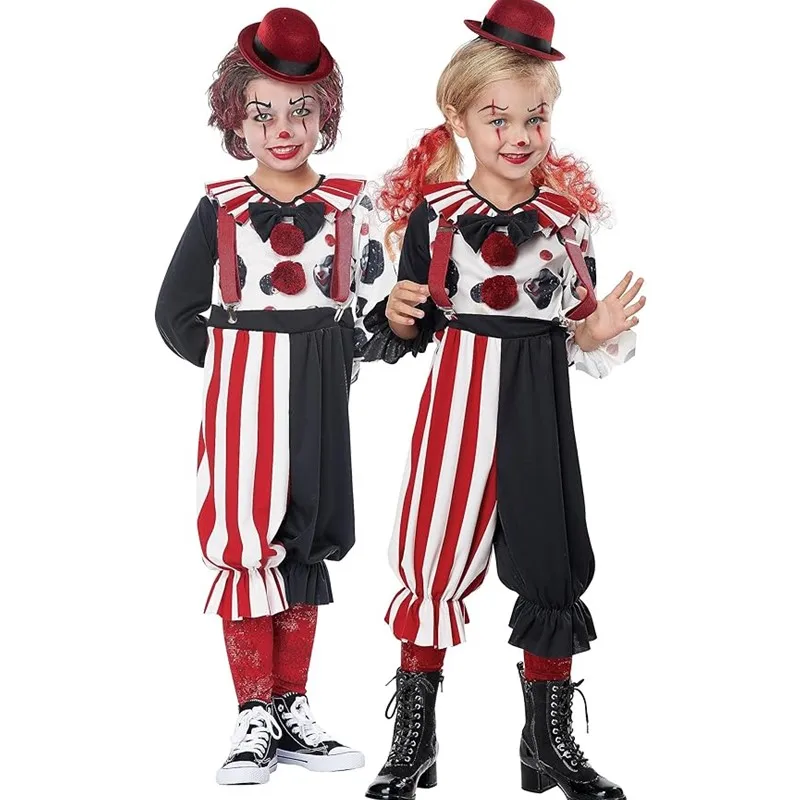 로우인 코스프레 의상 어린이 악마 왕자 광대 천사 놀이 의상 폴리에스터 섬유 100% 무대 의상