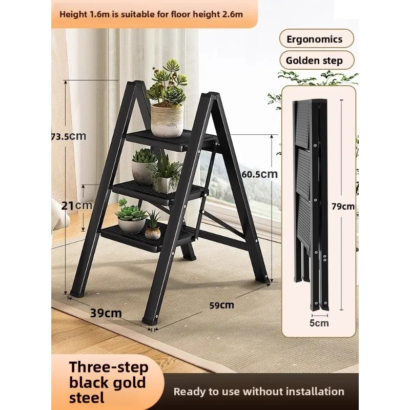 Home Folding Multifunction A Frame Ladder Indoor Step Stool Flower Rack Portable Indoor Ladder Climbing Thickened Step Ladder