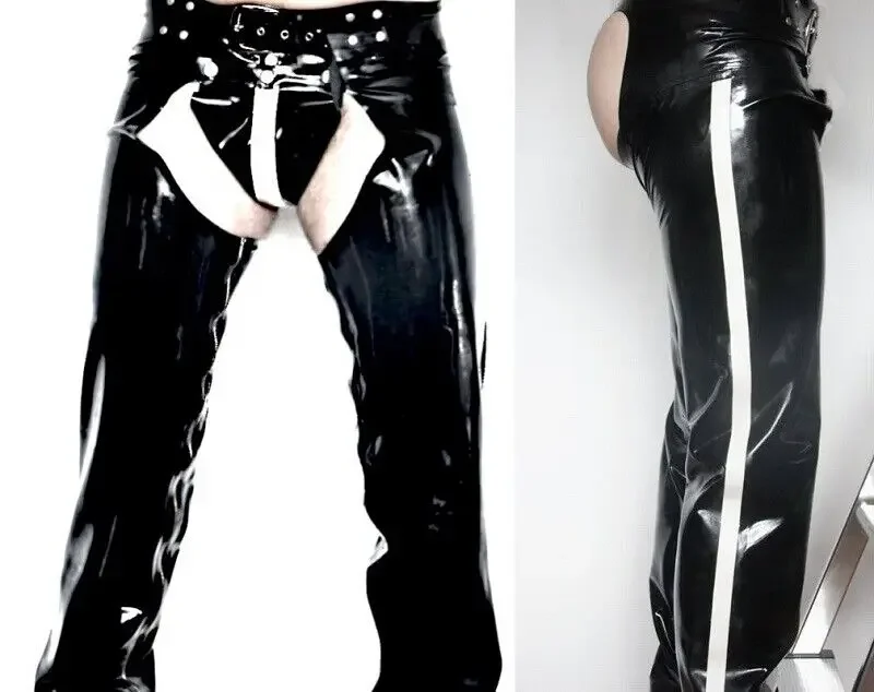 100% Latex Catsuit Gummi Hosen Schwarz Cosplay Pants Trousers 0.4mm fashion