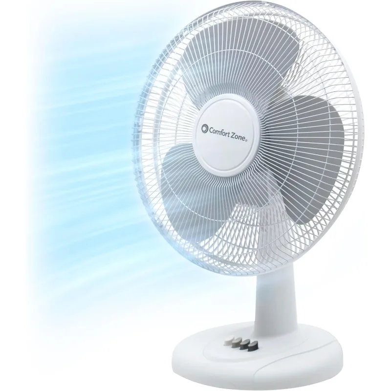 12 inch Table Fan with Adjustable Tilt, Wide Area Oscillation, Quiet Air Circulator Fan For Bedroom, 3 Speed Desktop Fan for