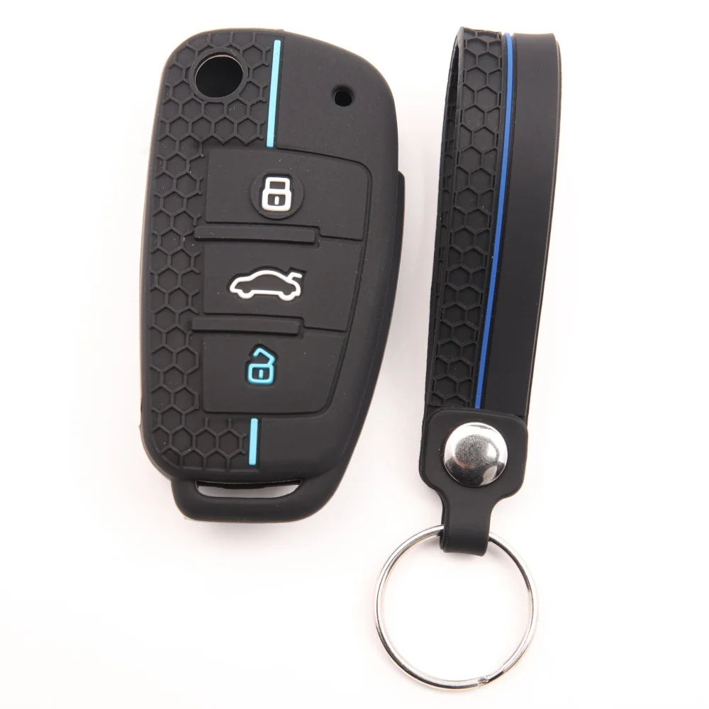 Silicone Key Case Cover Shell for Audi A4 B7 A6 C6 4f 8v A3 8p A1 A3 Accessories Auto Remote Key Holder 3 Button Jacket