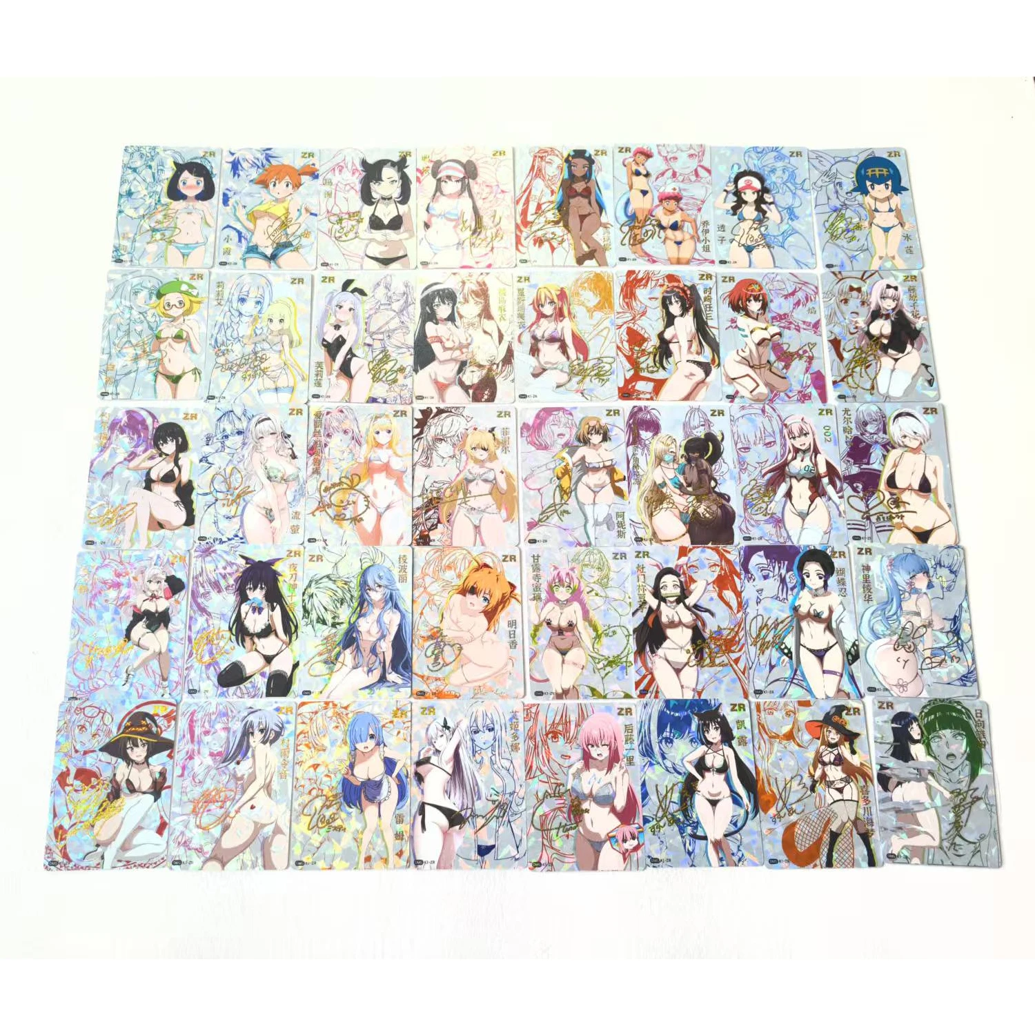 

40 шт./компл. аниме девушка ZR подпись золото горячая флэш-карта Марни Несса Рем Аянами Рей классическая игра аниме коллекционные карты подарочная игрушка