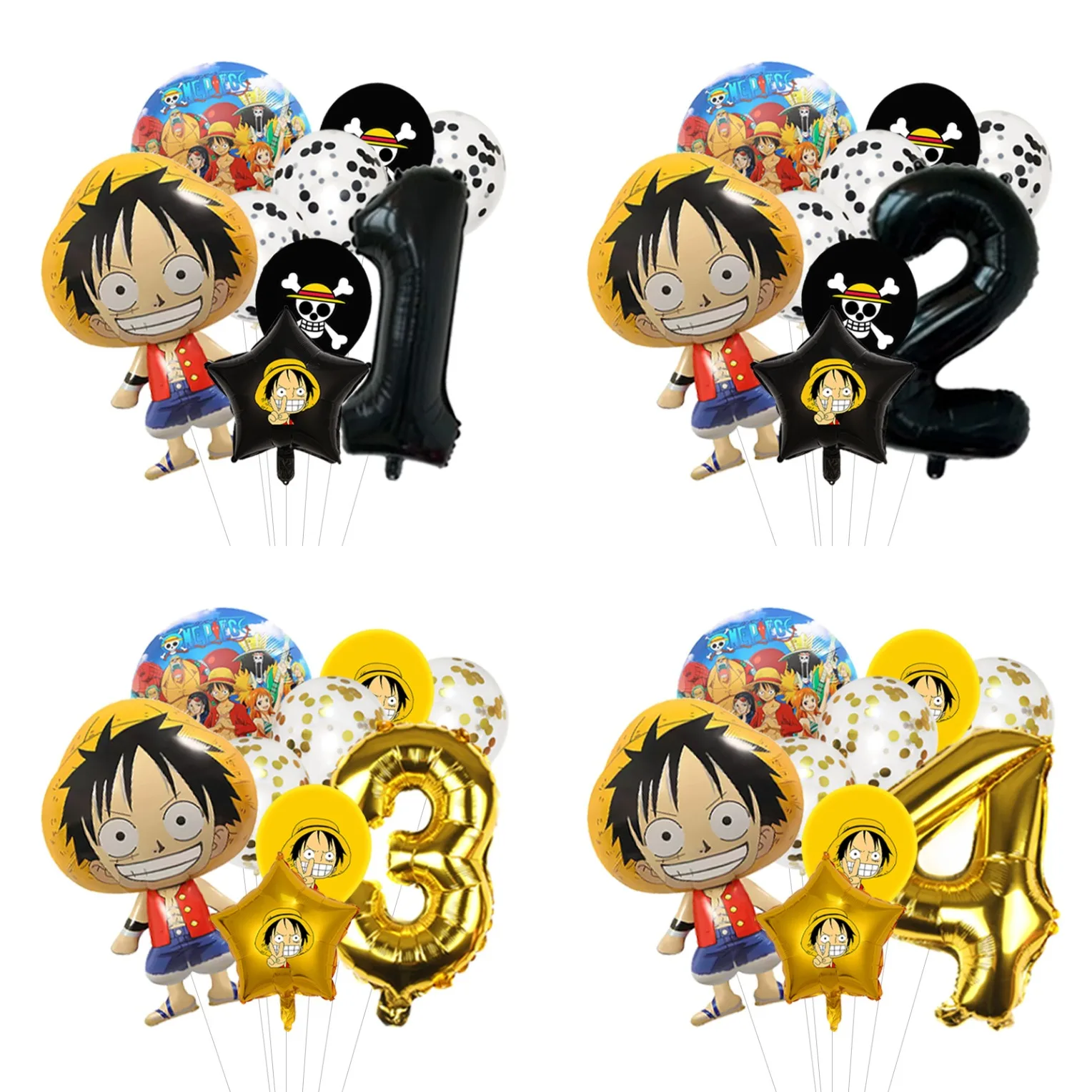 One Piece Birthday Balloon Kit Luffy Foil Mylar plus Color Latex for Anime Photo Booth Backdrop