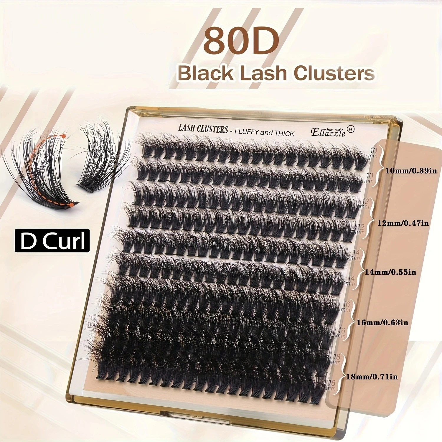 Kit de extensión de pestañas DIY de lujo, volumen esponjoso, 200 Uds., grupos 80D/100D con unión, sello, pinzas y cepillo para principiantes