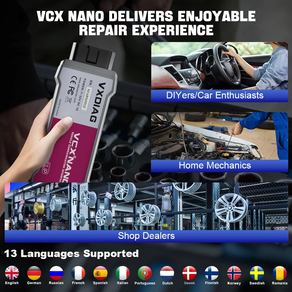 VXDIAG NANO NX200 For Renault Car All Systems Diagnostic Tool J2534 Programming Active Tes OBD2 Code Reader Free Update