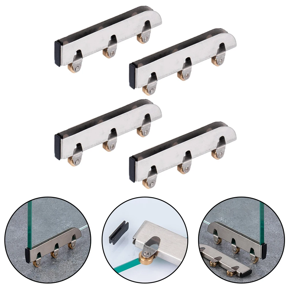 

Шкив раздвижной двери шкафа 5 мм, бескаркасное стекло из нержавеющей стали, колесный зажим для раздвижной двери, шкив для витрины, колеса, фурнитура