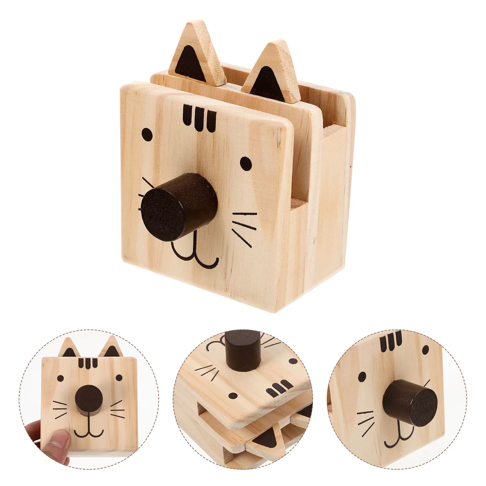 

Cartoon Animal Eyeglass Holder Wooden Pen Stand Multipurpose Desk Organizer for Glasses Mobile Phone Pencil Storage Desktop Use
