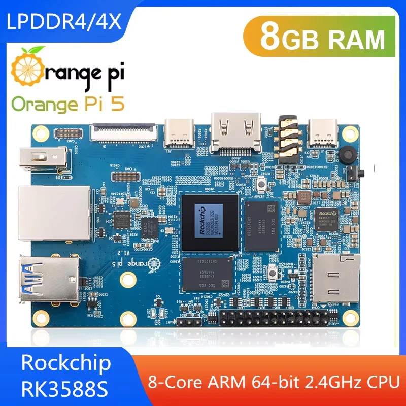 Orange Pi 5 8 ГБ RK3588S 8-ядерный 64-битный модуль PCIE Внешний Wi-Fi + BT Gigabit Ethernet Одноплатный опционально для Orange Pi 5