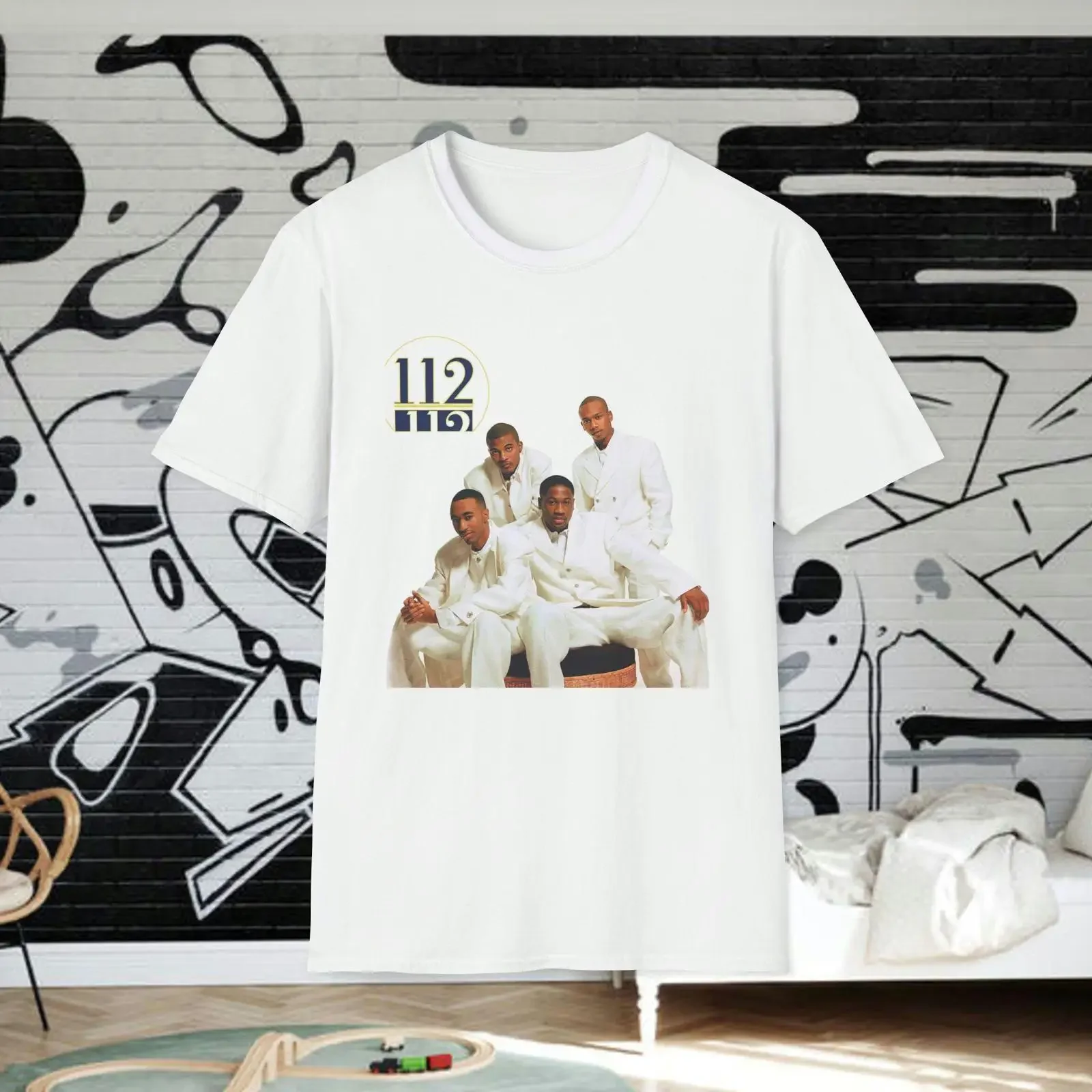 Vintage 112 R B Group Debut Album T Shirt 90s Retro Hip Hop Concert Tour Casual vintage Washed Versatile Comfortable Breathable