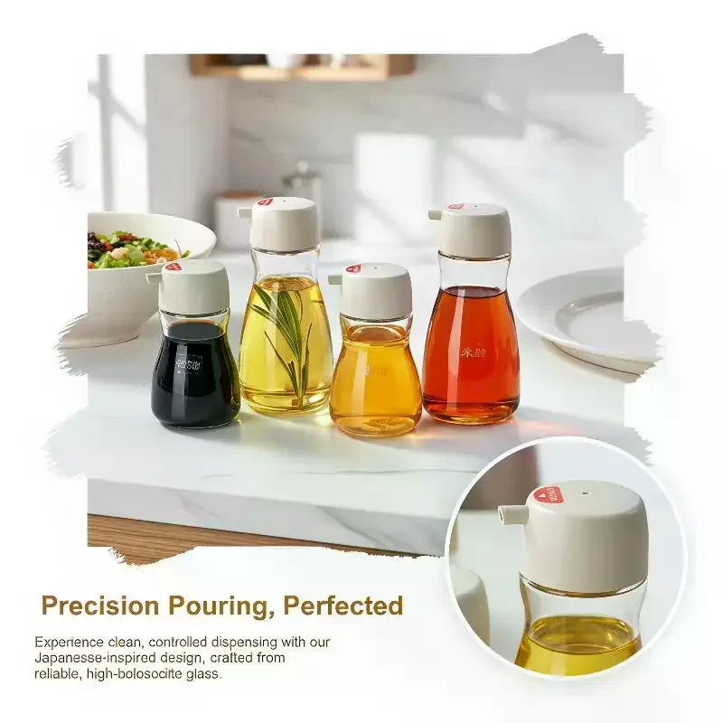 Clear Glass Sauce Bottle: 190ML Tight-Fitting Lid Dispensing Can For Oils Soy Sauce Seasoning