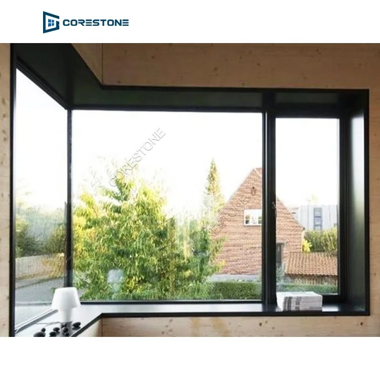 Aluminium Glass Corner Window Design / L Shaped Window / Corner Butt Joint Glass Window