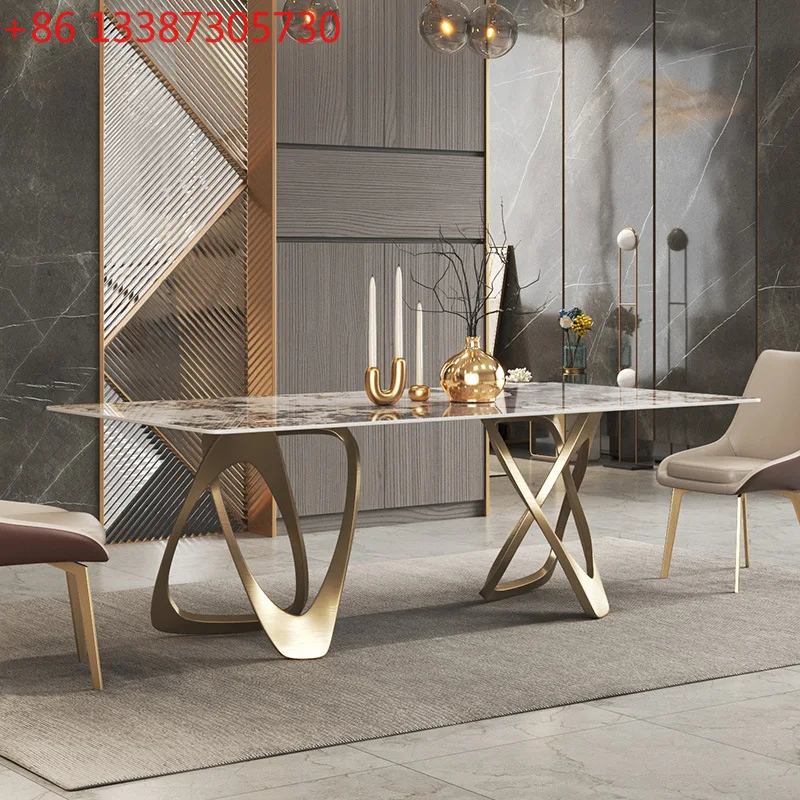 

Household creative special-shaped rock slab dining table Italian light luxury modern simple dining table