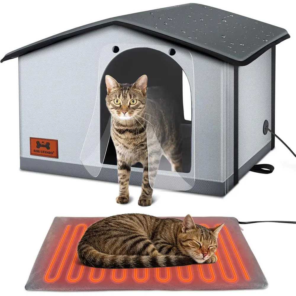 

All-Weather Insulated Heated Cat House for Indoor/Outdoor Use, Suitable for Multiple Cats and Small Dogs (20x17x16)