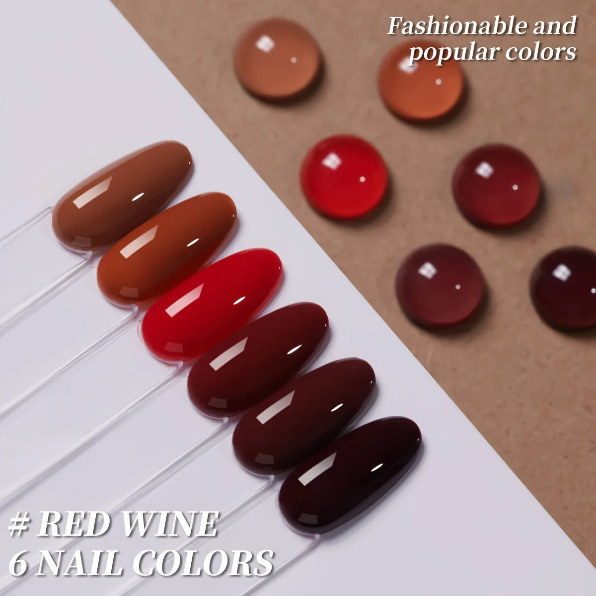 6 Stück rotes Set --- Ancola Red Series Nagellackkleber 2025 Neues beliebtes Kirschburgunder-Nagelkunst-Set