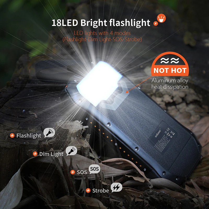 Solar Power Bank 26800mAh Portable External Battery Charger for iPhone 14pro Samsung Huawei Xiaomi Powerbank with LED Flashlight