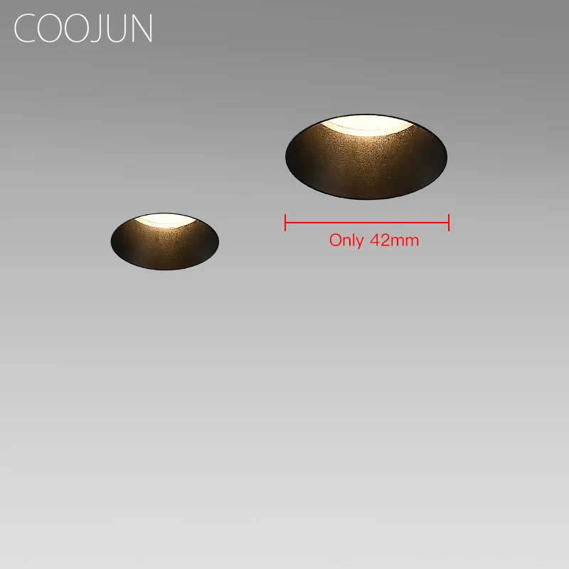 COOJUN LED 경계없는 통 5W 임베디드 천장 조명 프레임 원활한 크리 어 COB CRI Ra 93 벽 세척 미니 스포트 라이트 실내 램프