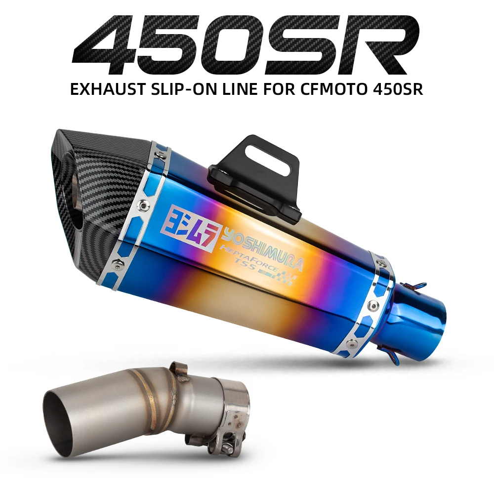 For CFMOTO 450SR 450NK 450SS 2022-2024 Motorcycle Exhaust Modify Middle Link Pipe Slip On with Laser Logo Muffler Escape System