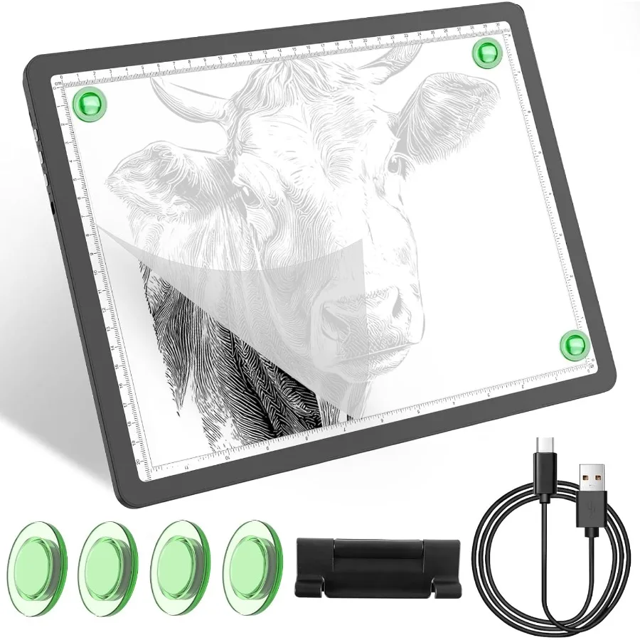 

Rechargeable A4 Light Box for TracingUltraThin 9000LUX Super Bright Wireless Light Pad with Adjustable Brightness Color 13.9x10