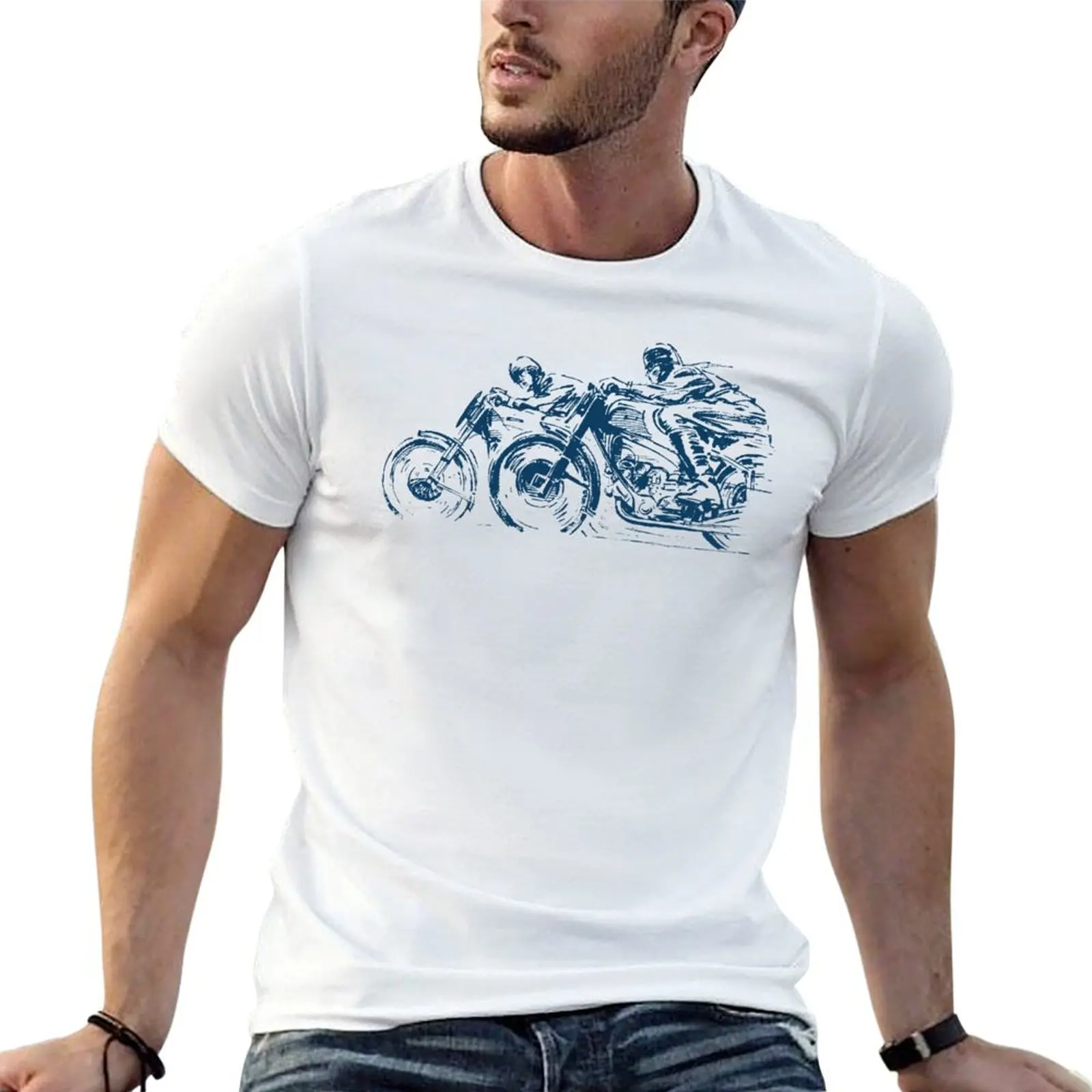 Isle of Man TT competition racers illustration at full throttle T-Shirt Plus Size Everyday Tee Shirt
