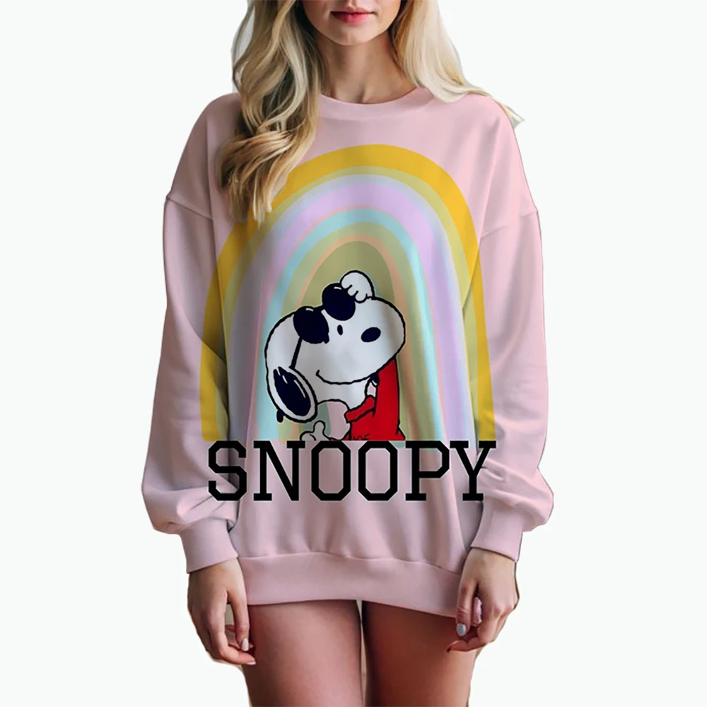 Woman\'s Hoodie New Autumn/Winter Fashion Y2K Snoopy cartoon print Sweatshirts Round Neck Coat Loose Long Sleeve Hatless Hoodie