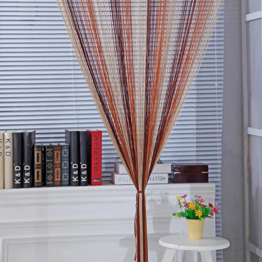 

100X200Cm String Curtain Thread Drapes For Bedroom Living Room Door Curtains Room Divider Wedding Party Decor Khaki Home Textile