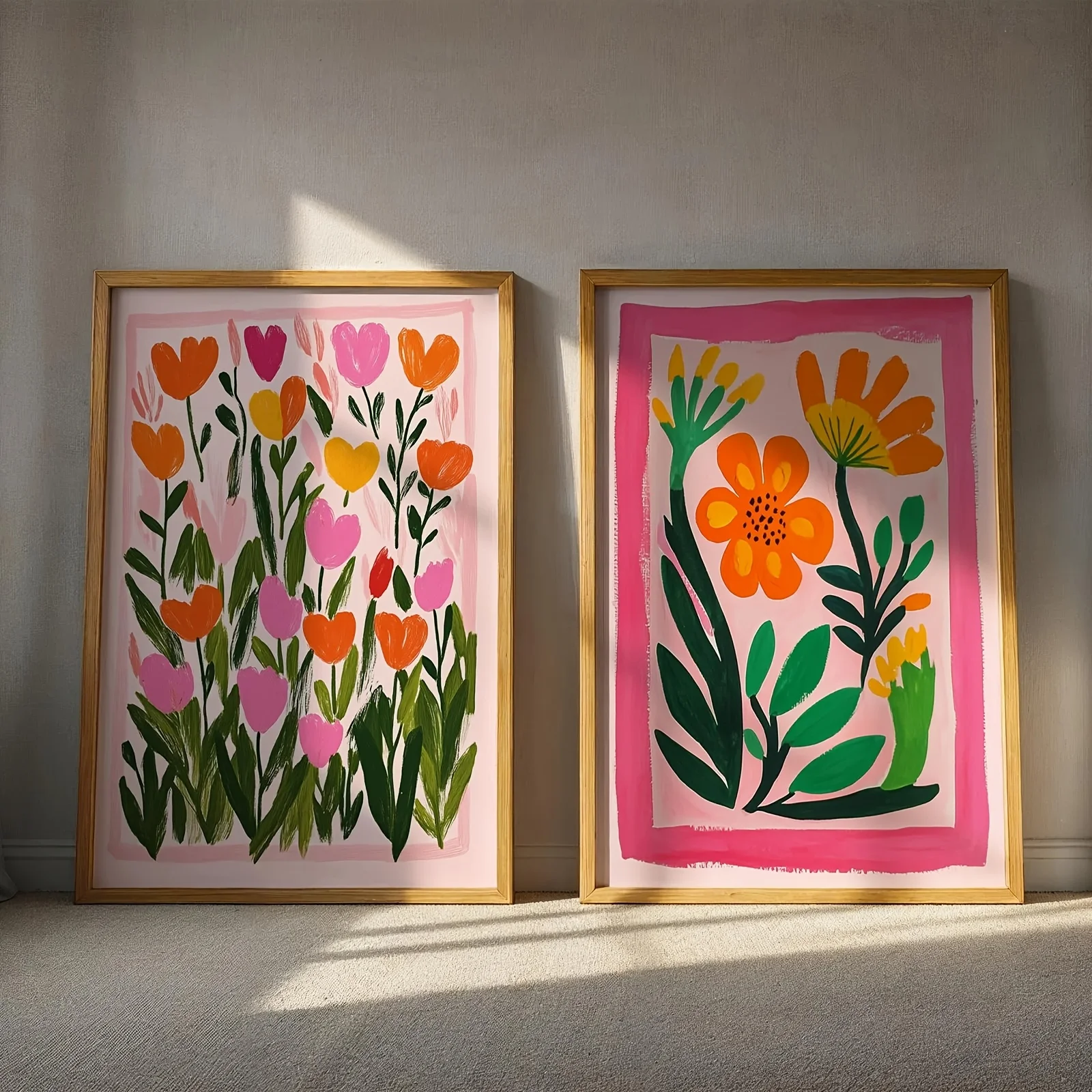 Bohemian Plants & Flowers Canvas Prints Bold Colors Vibrant Landscape Wall Art Poster for Modern Living Room Bathroom Home Decor