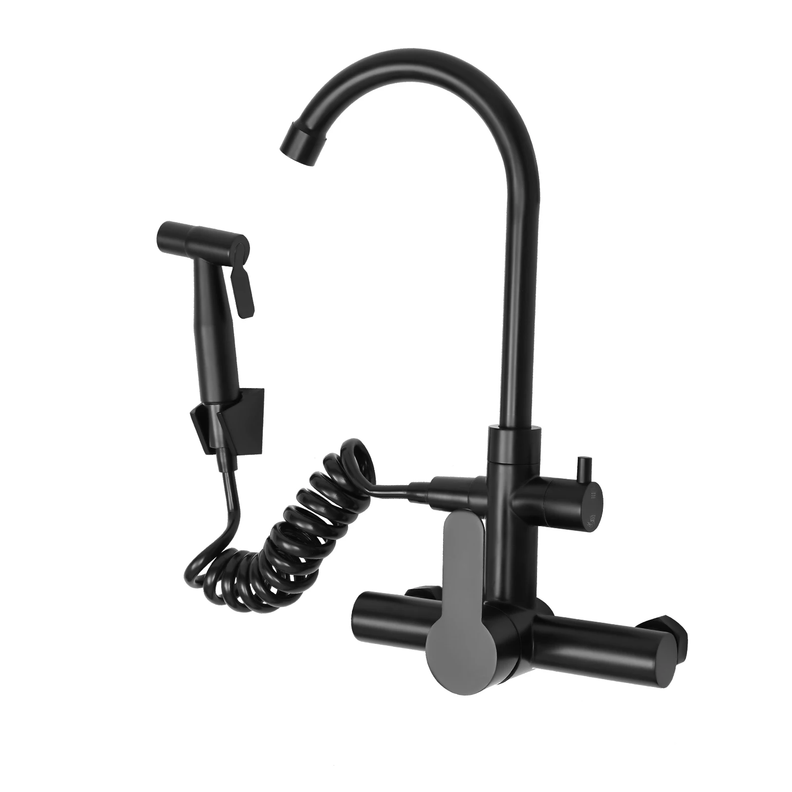 G1/2inch 180° Rotating Black Kitchen Faucet  With Spray Gun Soft and Large Flow