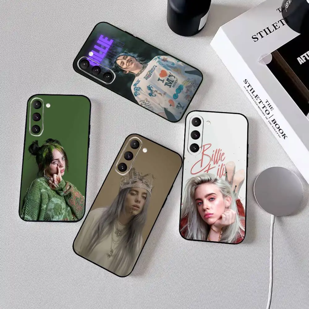Funda de teléfono famosa de S-Singer B-Billie Eilish para Samsung Galaxy A73,A72,A71,A70,A53,A52,A51, funda negra de silicona suave