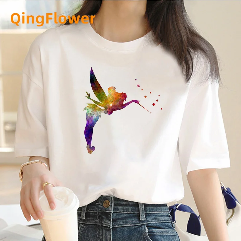 Tinkerbell top tees clothes women y2k white t shirt aesthetic grunge graphic top tees t-shirt manga