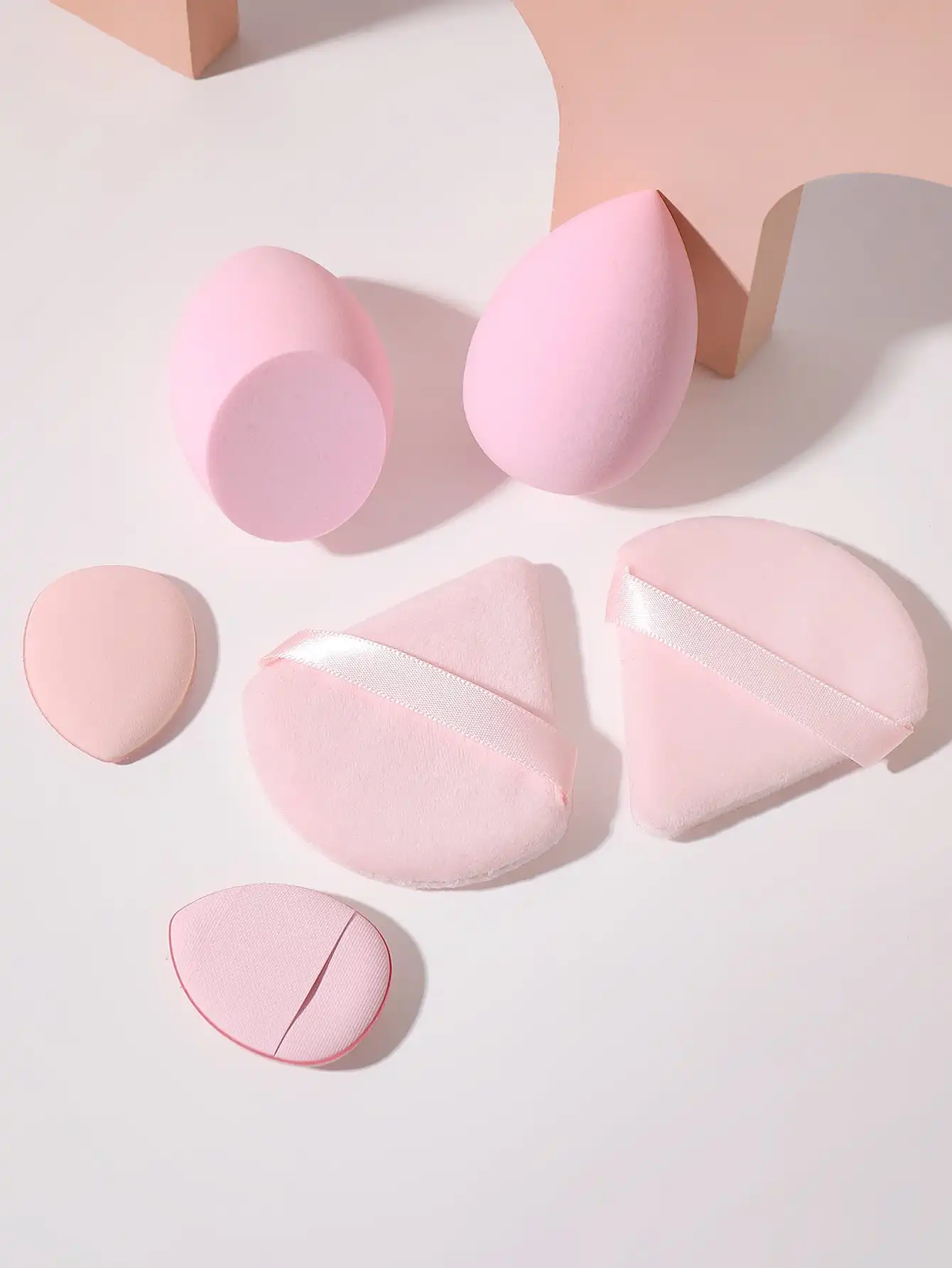 ソフトトライアングルメイクアップパフセット,クリーム,パウダー,コンシーラー,ルースパウダーに最適,完璧な顔に役立つ,6個