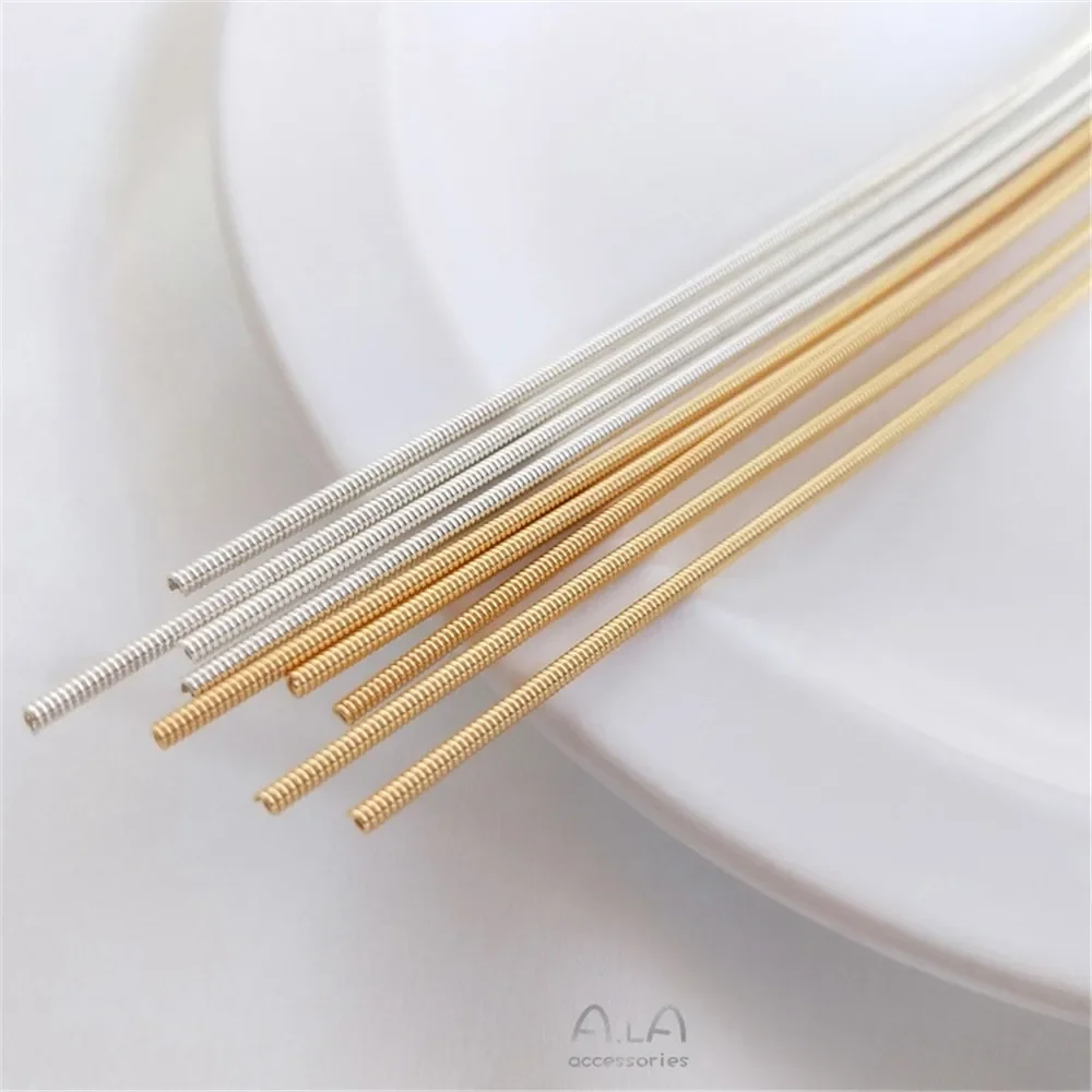 14K Gold Plating Real gold and silver soft spring sleeve DIY winding memory steel ring bracelet collar wire protection tube