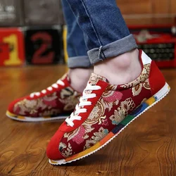 Fashion Graffiti Printed Men Suede Sneakers Red Running Shoes Men's Jogging Shoes Light Gym Trainers Men Flat Embroidery Shoes