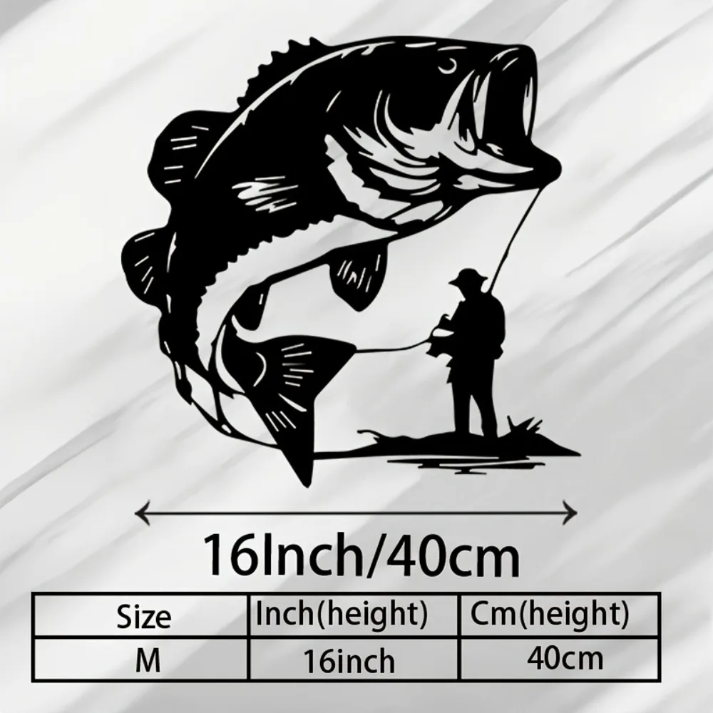 1pc Rustic Fisherman Trout Metal Wall Sculpture, Iron Art for Patio Farmhouse Indoor Outdoor, Fishing Gift for Dad
