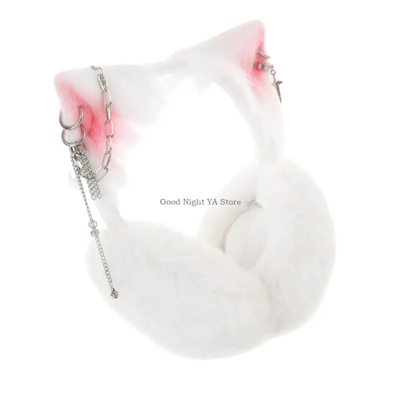 

Очаровательные плюшевые наушники с кошачьими ушками для женщин и детей, зимний теплый портативный дизайн