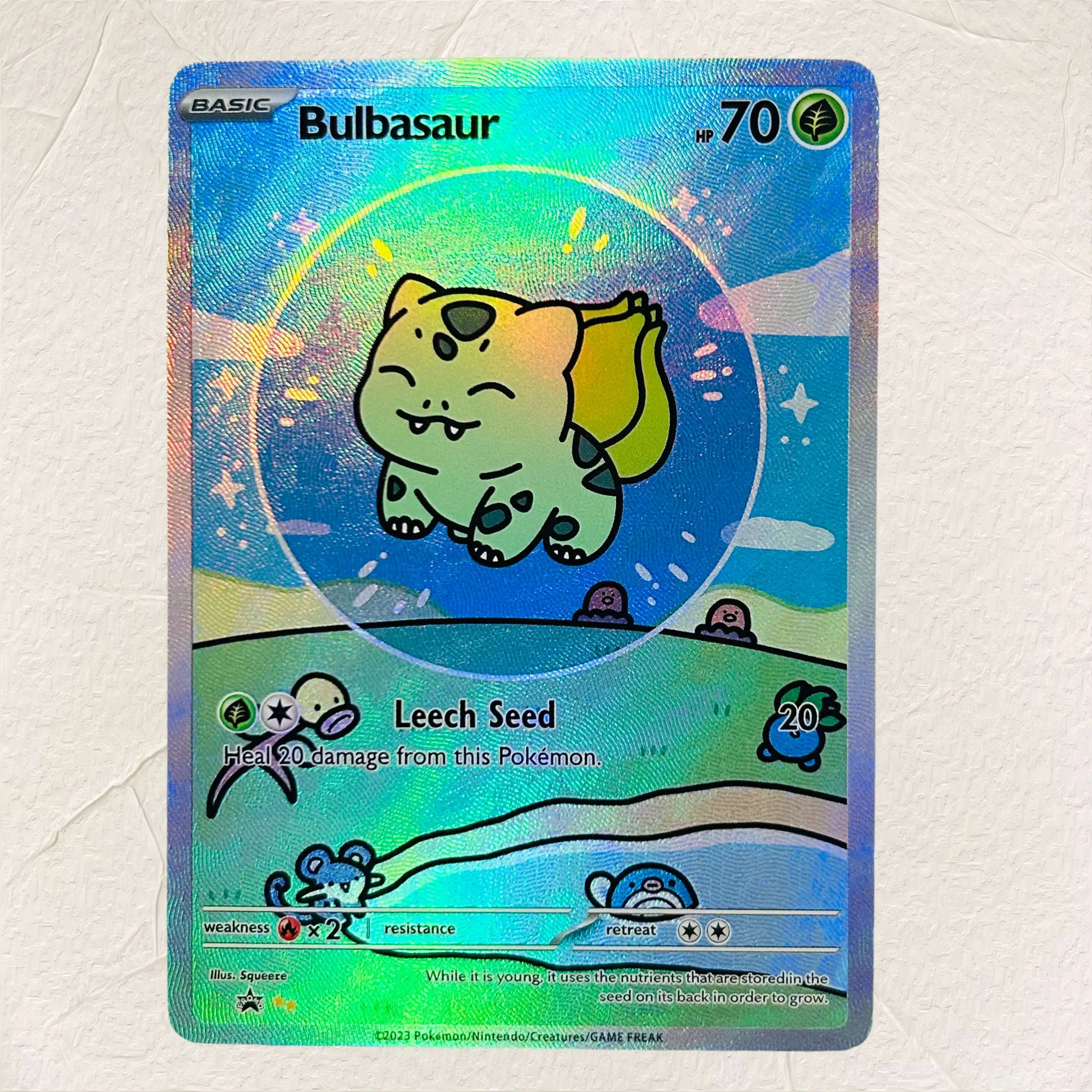 

DIY Pokemon Bulbasaur Single Holographic Texture Cards English Version Perfect Condition Classic Anime Collectible TCG