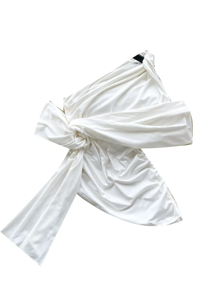 Foamlina Summer Irregular Twisted Slim Fit Top Vest Socialite One Shoulder Vest Design Mature Sexy Girl's White Crop Top Tanks