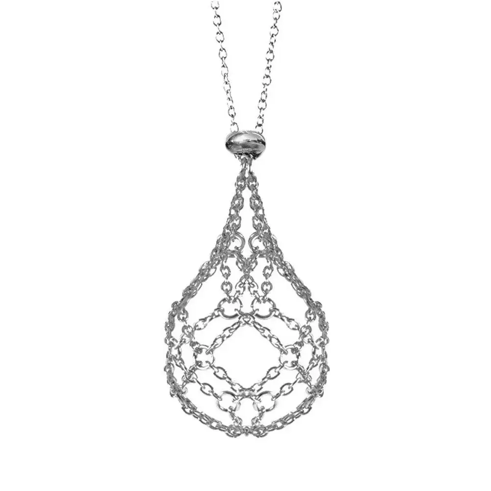 Steel Crystal Net Metal Necklace For Women Men Stone Collecting Holder Interchangeable Crystal Holder Cage Neckla F2L9