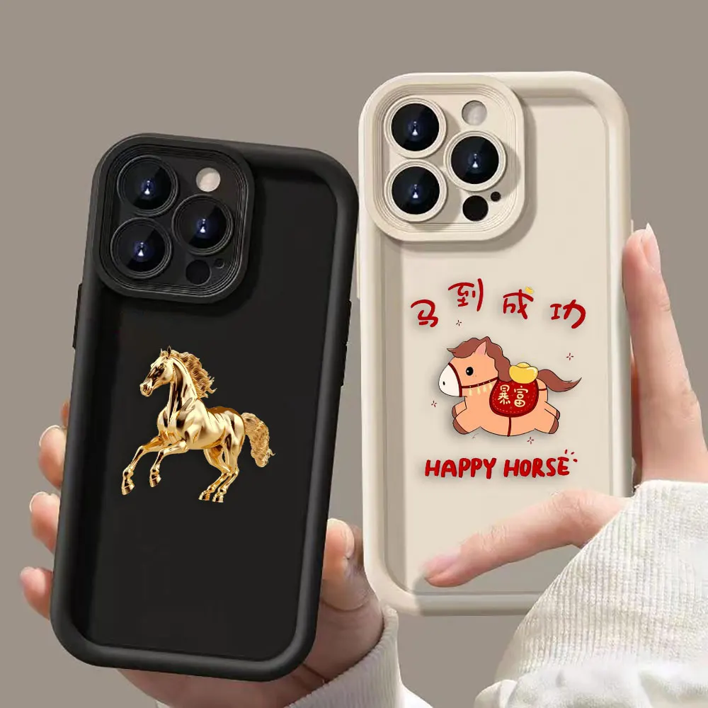 

Happy Golden God Horse Phone Case For Xiaomi POCO F8 F7 ULTRA F5 F4 F3 C40 M6 M7 X3 X4 GT X5 X6 X7 PRO TPU Case DIY Shell Cover