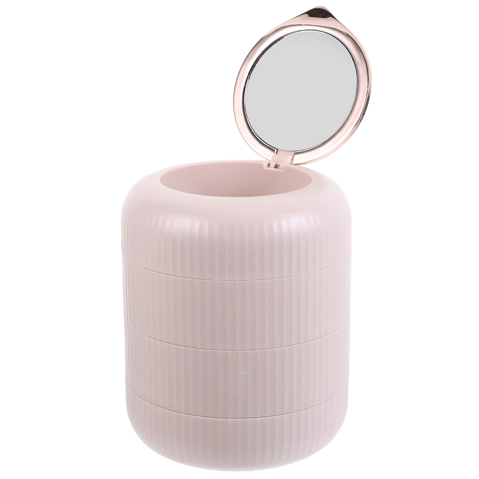 

Rotating Jewelry Storage Box Multilayer Swivel White Gold Organizer Vanity Decorative Display Case