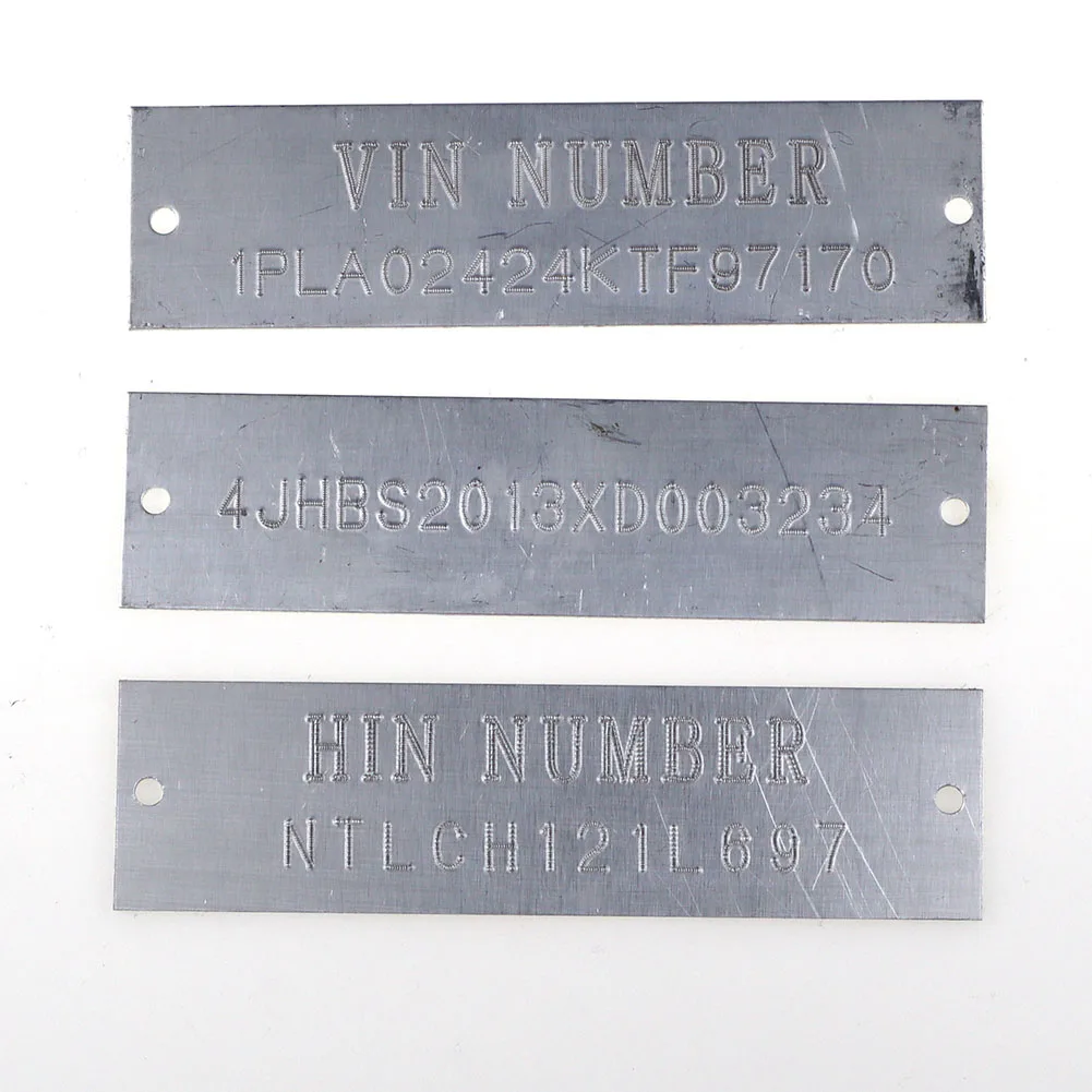 

Serial Data VIN ID Plate Stamped Model Number TAG HIN Hull Vehicle Truck Boat