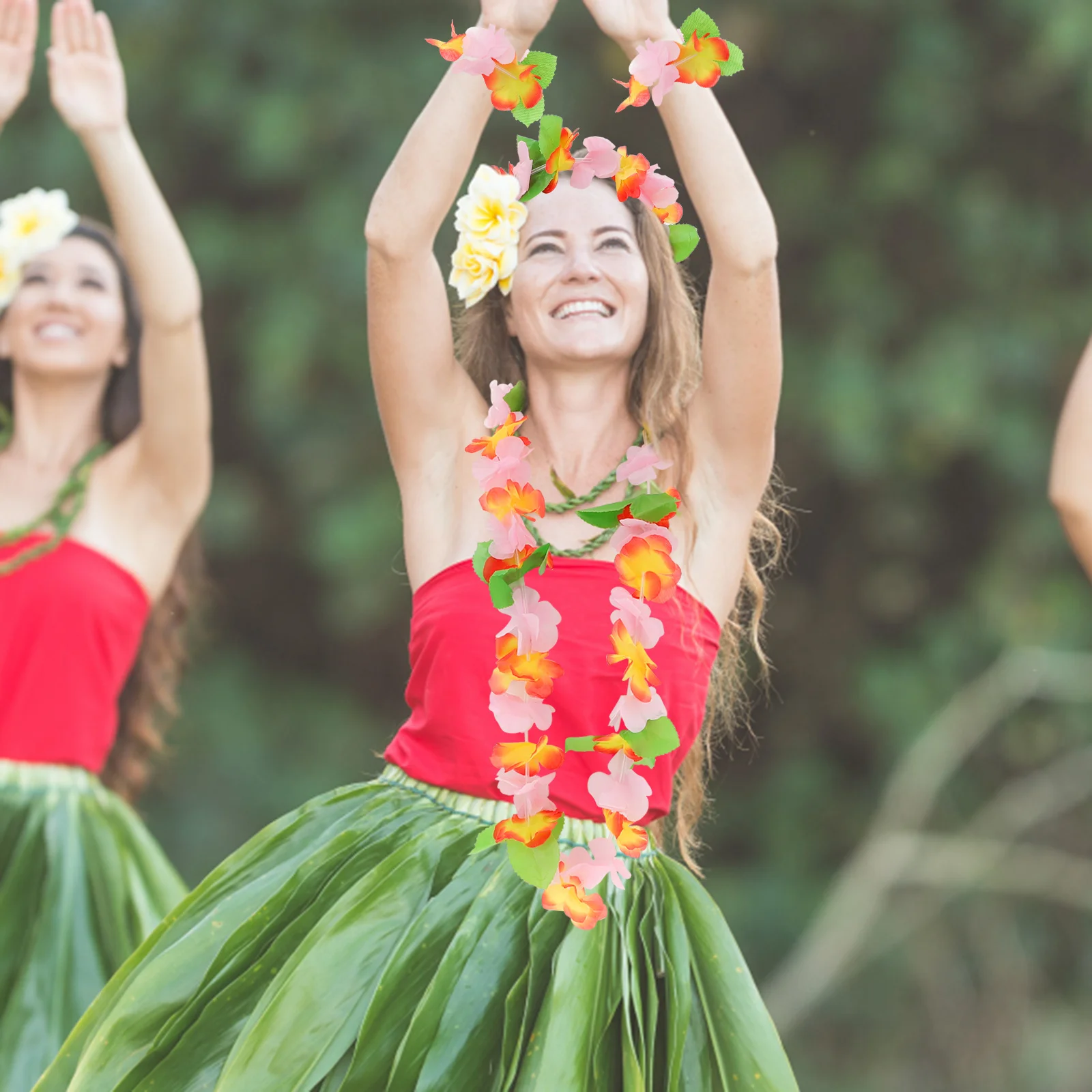 

6Pcs Tropical Beach Party Set Floral Wreath Headband Necklace Bracelet Festivals Hair Band Travel Photography Props
