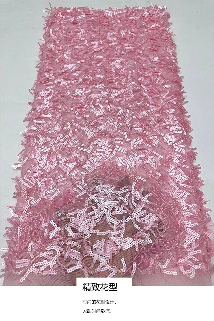 1yard new gauze fabric Embroidered tassel sequins embroidery tela Dress and wedding cheongsam fabric for patchwork