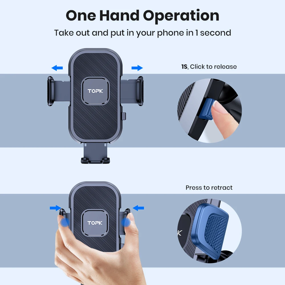 TOPK Car Phone Holder Smartphone Mount Gravity No Magnetic Support For iPhone 13 12 11 X Xiaomi Samsung Huawei