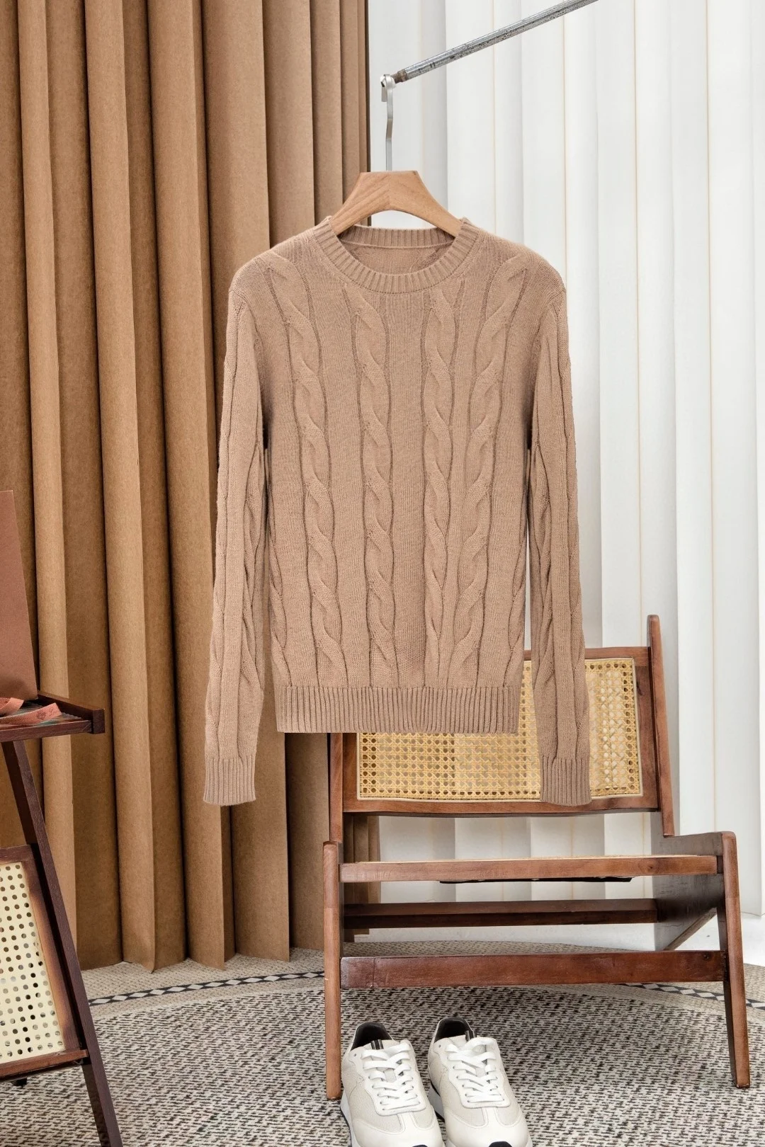 

Soft Warm Camere Blend Sweater Men's round Ne Knitwear Gentleman Sle Twist Crt Loose Fit Long Sve Casual Top