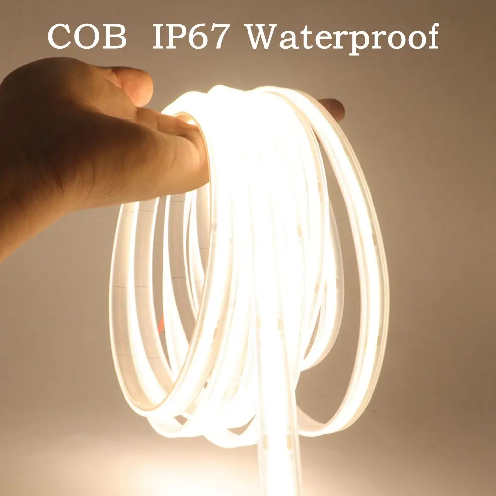 

COB LED Strip IP67 Waterproof 384/528 LEDs High Density Flexible COB LED Lights Warm Natural Cool White DC12V/24V LED Tape