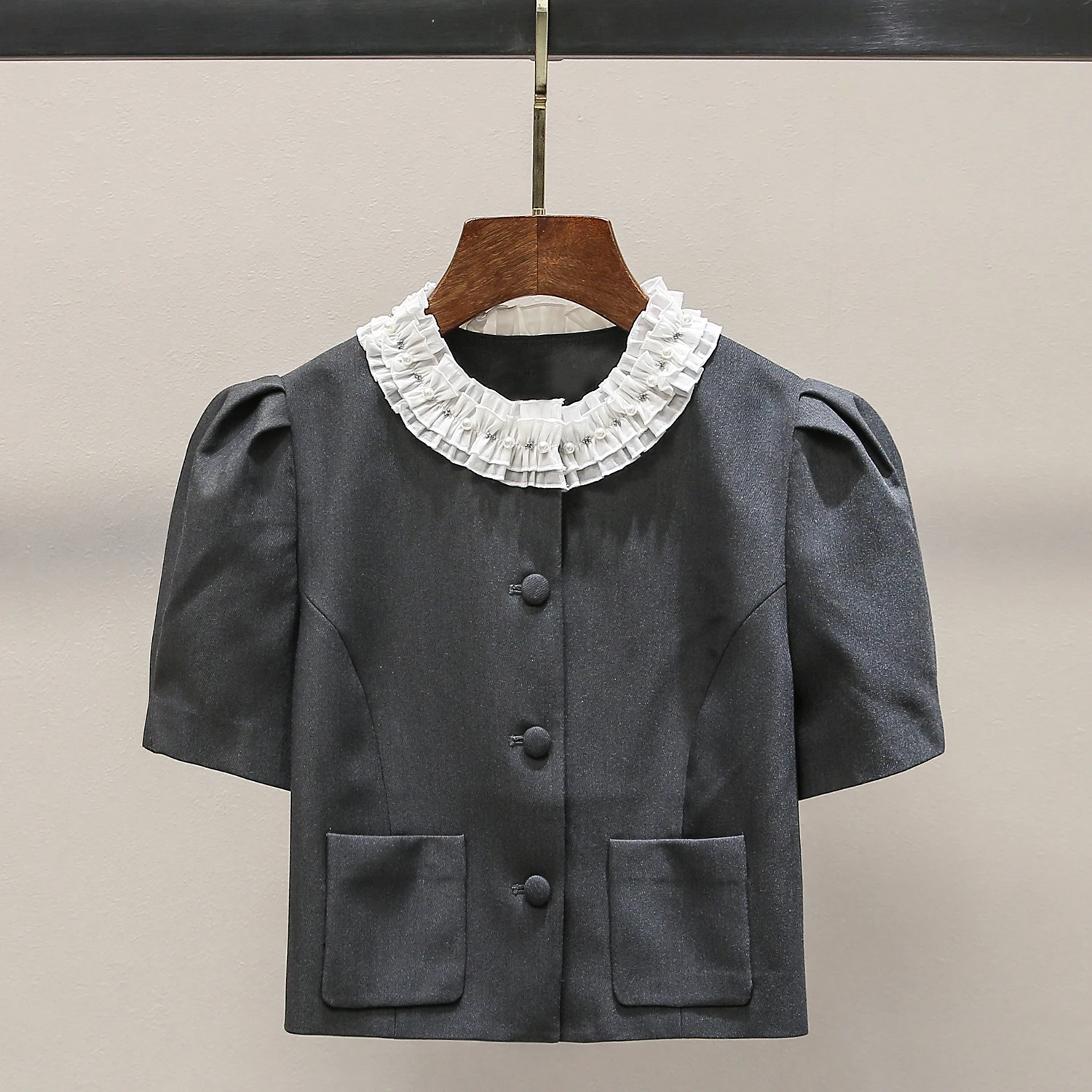 

Весенняя короткая куртка для женщин: модная, с цветочным воротником, в стиле Rich Girl, маленький размер, дышащая, прямого кроя