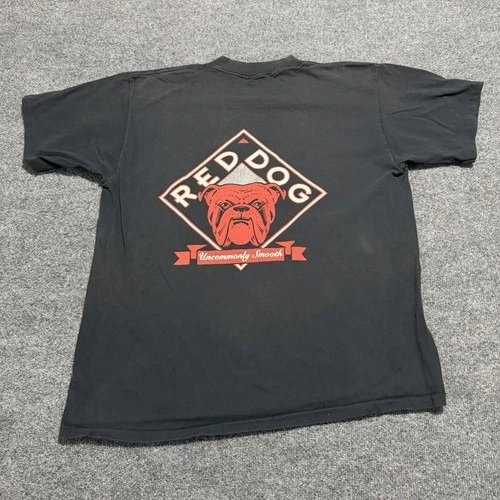 New Vintage 90s Red Dog T Shirt Mens L Beer Advertisement Promo Uncommonly Smooth Backprint