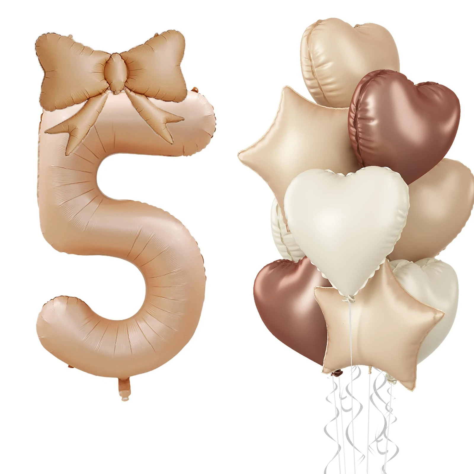 10 قطع من بالونات القوس باللون البيج الكريمي مع بالونات كبيرة الحجم مقاس 40 بوصة أو لوازم تزيين حفلات أعياد الميلاد والذكرى السنوية للأطفال البنات #5