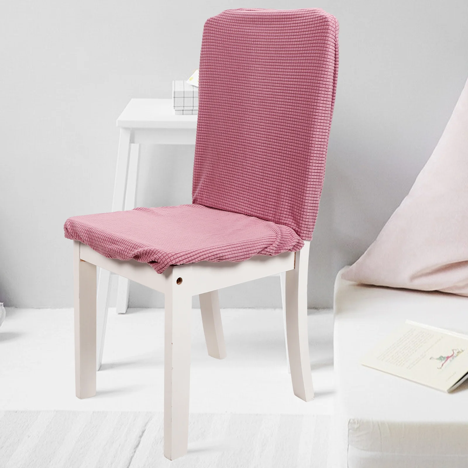 

1Set Computer Chair Cover Anti-Stain Washable Reusable Polyester Chair Slipcover for Dining Room Indoor Modern Elegant