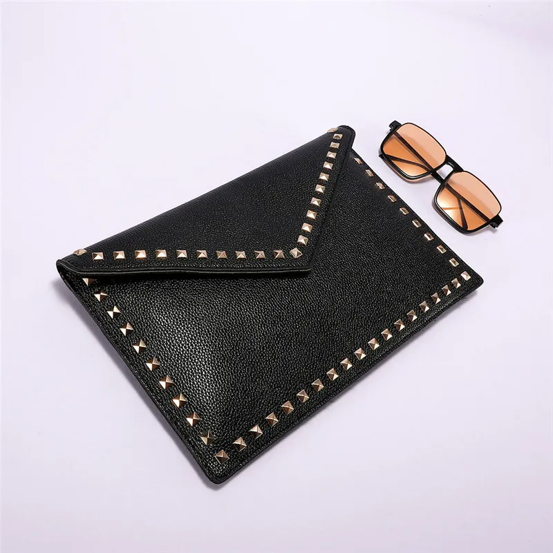 Moda rivetto donna pochette Luxury Party ladies Dinner bag PU leather handbag pochette femminile Brand design busta bag